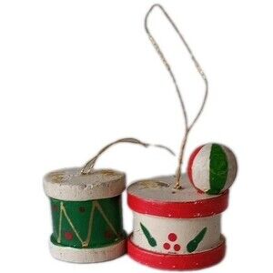 Christmas Ornaments Drum Musical Set of 2